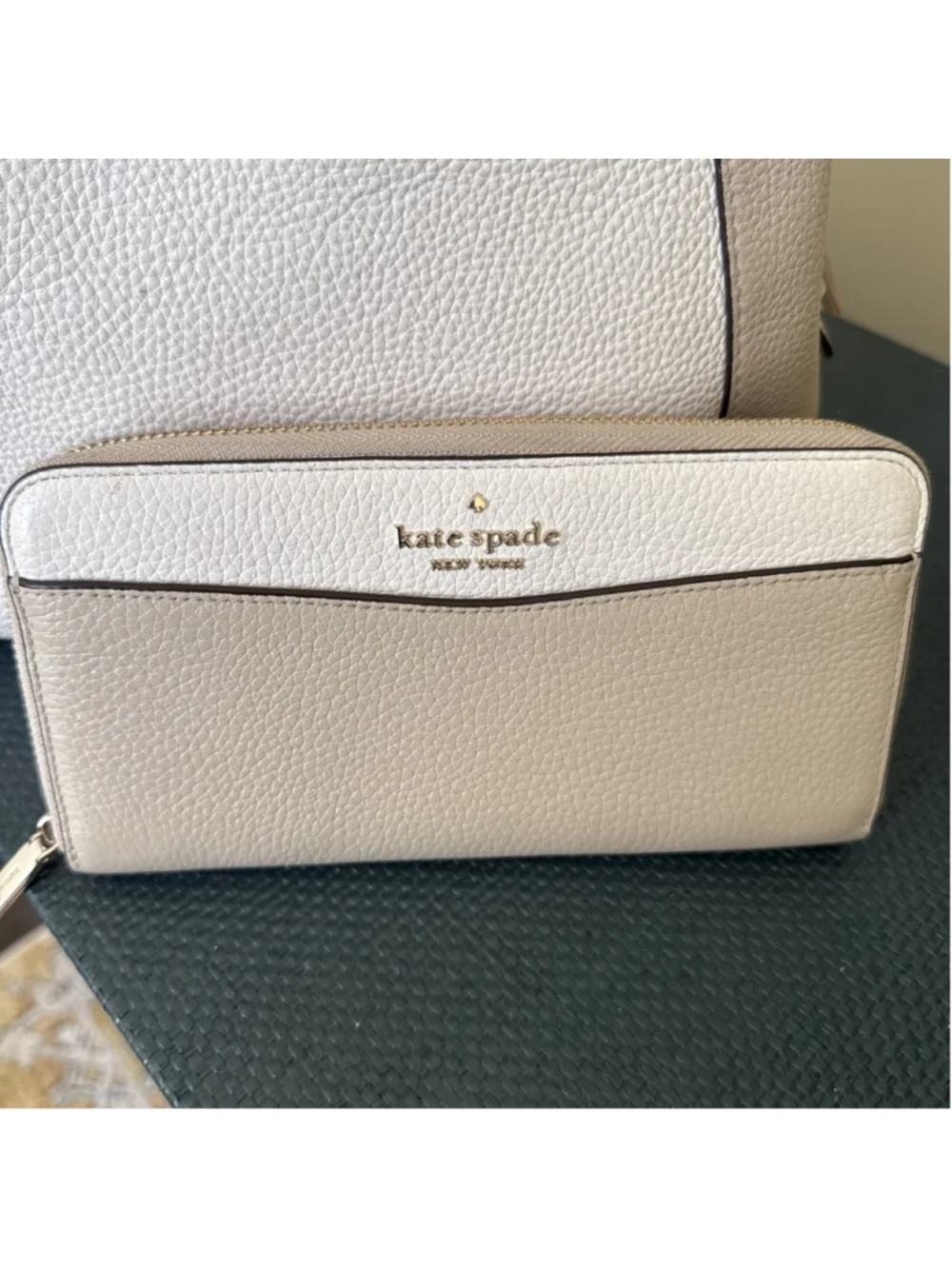 Kate Spade Leila 3 Compartment Shoulder Bag & Wallet Ivory Beige Pebble Leather